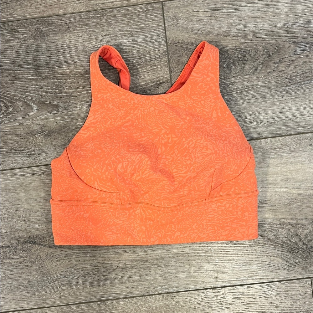 Lululemon size 8 - Wunder train long line bra.  Minimal wear. Orange Sports Bra